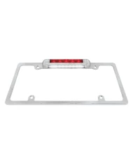 (CARD) DELUXE CHROME LICENSE PLATE FRAME WITH RED LED THIRD BRAKE LIGHT & WHITE LED LICENSE PLATE LIGHT (CARD) DELUXE CHROME LICENSE PLATE FRAME WITH RED LED THIRD BRAKE LIGHT & WHITE LED LICENSE PLATE LIGHT