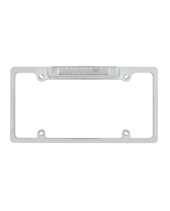 (CARD) CHROME DELUXELED LICENSE PLATE FRAME - 8 WHITE LED