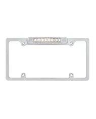 (CARD) CHROME DELUXELED LICENSE PLATE FRAME - 8 WHITE LED