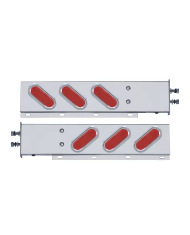 (2/BULK) STAINLESS STEEL REAR LIGHT BAR WITH SIX 12 RED LED OVAL RED LENS LIGHT WITH VISOR - 2 1/2" BOLT PATTERN (2/BULK) STAINLESS STEEL REAR LIGHT BAR WITH SIX 12 RED LED OVAL RED LENS LIGHT WITH VISOR - 2 1/2" BOLT PATTERN