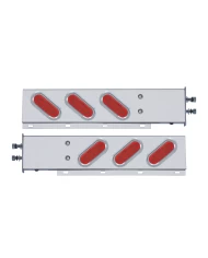 (2/BULK) STAINLESS STEEL REAR LIGHT BAR WITH SIX 12 RED LED OVAL RED LENS LIGHT WITH VISOR - 2 1/2" BOLT PATTERN