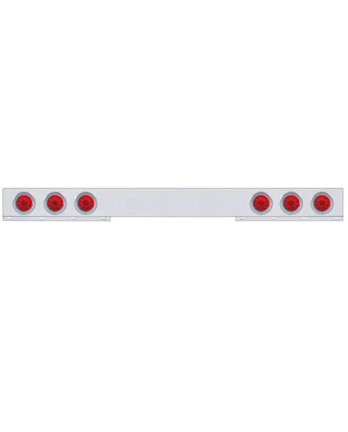 (BULK) CHROME 1 PIECE REAR LIGHT BAR W/ SIX 10 RED LED 4" LIGHT W/ VISOR - RED LENS