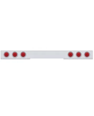 (BULK) CHROME 1 PIECE REAR LIGHT BAR W/ SIX 10 RED LED 4" LIGHT W/ VISOR - RED LENS