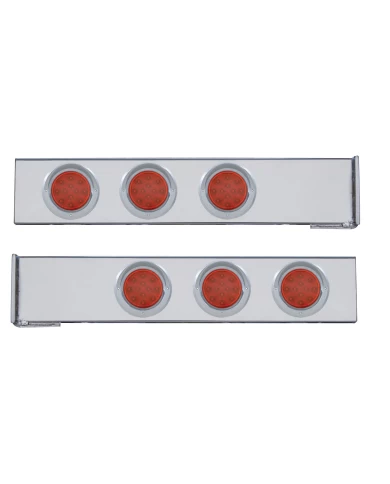 (2/BULK) CHROME 2 PCS. REAR LIGHT BAR W/ SIX 12 LED 4" RED LENS REFLECTOR LIGHT W/ VISOR - 4 HOLE FLANGE MOUNT (2/BULK) CHROME 2 PCS. REAR LIGHT BAR W/ SIX 12 LED 4" RED LENS REFLECTOR LIGHT W/ VISOR - 4 HOLE FLANGE MOUNT