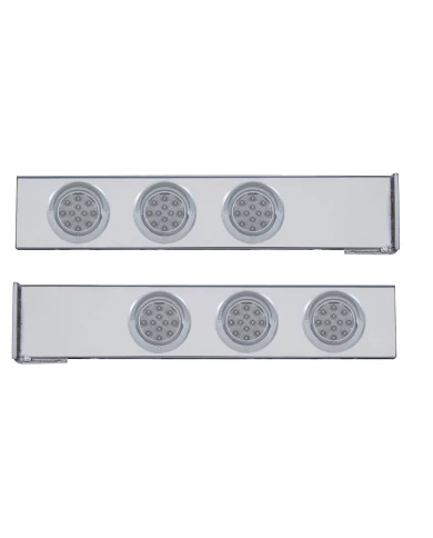 (2/BULK) CHROME 2 PCS. REAR LIGHT BAR W/ SIX 12 LED 4" CLEAR LENS REFLECTOR LIGHT W/ VISOR - 4 HOLE FLANGE MOUNT (2/BULK) CHROME 2 PCS. REAR LIGHT BAR W/ SIX 12 LED 4" CLEAR LENS REFLECTOR LIGHT W/ VISOR - 4 HOLE FLANGE MOUNT