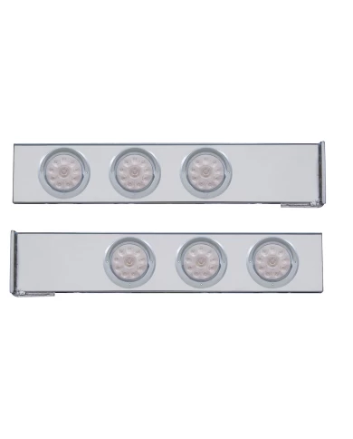 (2/BULK) CHROME 2 PCS. REAR LIGHT BAR W/ SIX 10 LED 4" CLEAR LENS LIGHT W/ VISOR - 4 HOLE FLANGE MOUNT (2/BULK) CHROME 2 PCS. REAR LIGHT BAR W/ SIX 10 LED 4" CLEAR LENS LIGHT W/ VISOR - 4 HOLE FLANGE MOUNT