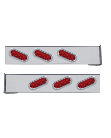 (2/BULK) CHROME 2 PCS. REAR LIGHT BAR W/ 6 SLANTED 10 LED OVAL RED LENS LIGHT W/ VISOR - 4 HOLE FLANGE MOUNT (2/BULK) CHROME 2 PCS. REAR LIGHT BAR W/ 6 SLANTED 10 LED OVAL RED LENS LIGHT W/ VISOR - 4 HOLE FLANGE MOUNT