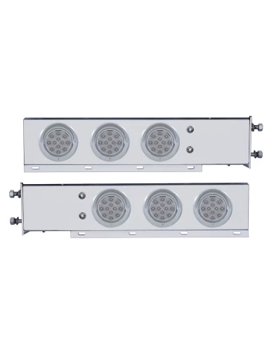 (2/BULK) CR. SPRING LOADED REAR LT BAR W/ SIX 12 RED LED 4" CLEAR LENS REFLECTOR LT W/ VISOR - 3 3/4" BOLT PATTERN (2/BULK) CR. SPRING LOADED REAR LT BAR W/ SIX 12 RED LED 4" CLEAR LENS REFLECTOR LT W/ VISOR - 3 3/4" BOLT PATTERN