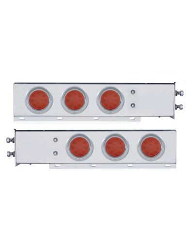 (2/BULK) S.S. SPRING LOADED REAR LT BAR W/ SIX 12 RED LED 4" RED LENS REFLECTOR LT W/ VISOR - 2 1/2" BOLT PATTERN (2/BULK) S.S. SPRING LOADED REAR LT BAR W/ SIX 12 RED LED 4" RED LENS REFLECTOR LT W/ VISOR - 2 1/2" BOLT PATTERN