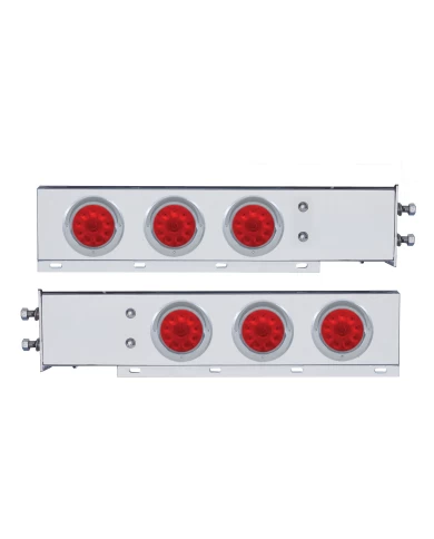 (2/BULK) S.S. SPRING LOADED REAR LIGHT BAR W/ SIX 10 RED LED 4" RED LENS LIGHT W/ VISOR - 2 1/2" BOLT PATTERN (2/BULK) S.S. SPRING LOADED REAR LIGHT BAR W/ SIX 10 RED LED 4" RED LENS LIGHT W/ VISOR - 2 1/2" BOLT PATTERN