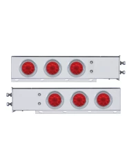 (2/BULK) S.S. SPRING LOADED REAR LIGHT BAR W/ SIX 10 RED LED 4" RED LENS LIGHT W/ VISOR - 2 1/2" BOLT PATTERN