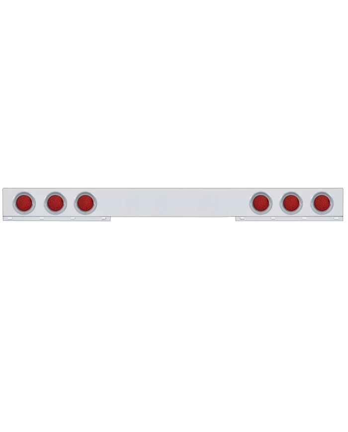 (BULK) STAINLESS STEEL 1 PIECE REAR LIGHT BAR W/ SIX 36 RED LED 4" ECONOMY LIGHT W/ VISOR - RED LENS (BULK) STAINLESS STEEL 1 PIECE REAR LIGHT BAR W/ SIX 36 RED LED 4" ECONOMY LIGHT W/ VISOR - RED LENS