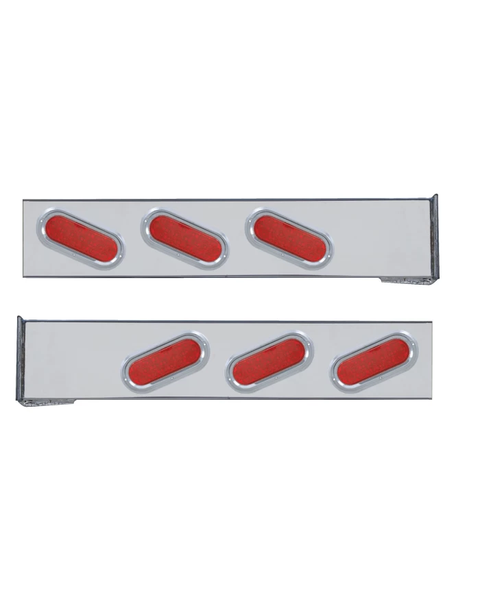 (2/BULK) CR. 2 PCS. REAR LIGHT BAR W/ 6 SLANTED 19 LED OVAL RED LENS LIGHT W/ VISOR - 4 HOLE FLANGE MOUNT (2/BULK) CR. 2 PCS. REAR LIGHT BAR W/ 6 SLANTED 19 LED OVAL RED LENS LIGHT W/ VISOR - 4 HOLE FLANGE MOUNT