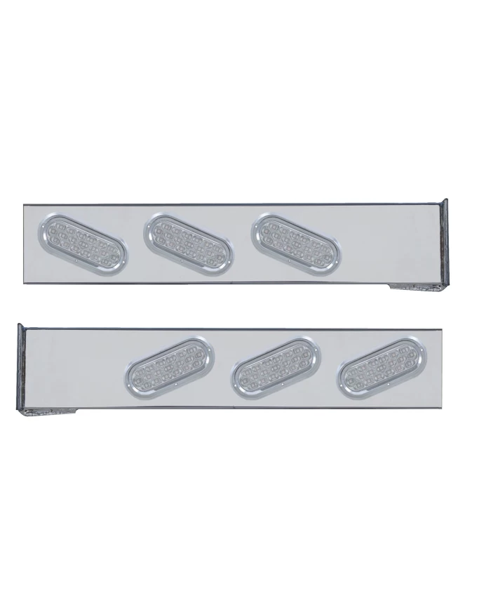 (2/BULK) CR. 2 PCS. REAR LIGHT BAR W/ 6 SLANTED 19 LED OVAL CLEAR LENS LIGHT W/ VISOR - 4 HOLE FLANGE MOUNT (2/BULK) CR. 2 PCS. REAR LIGHT BAR W/ 6 SLANTED 19 LED OVAL CLEAR LENS LIGHT W/ VISOR - 4 HOLE FLANGE MOUNT