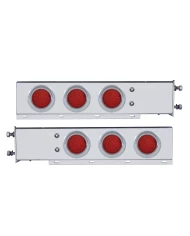 (2/BULK) S.S. SPRING LOADED REAR LIGHT BAR W/ SIX 36 RED LED 4" RED LENS LIGHT W/ VISOR - 3 3/4" BOLT PATTERN