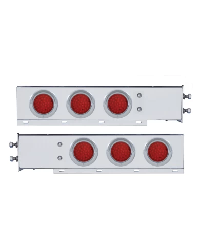 (2/BULK) CHROME SPRING LOADED REAR LIGHT BAR W/ SIX 36 RED LED 4" RED LENS LIGHT W/ VISOR - 2 1/2" BOLT PATTERN (2/BULK) CHROME SPRING LOADED REAR LIGHT BAR W/ SIX 36 RED LED 4" RED LENS LIGHT W/ VISOR - 2 1/2" BOLT PATTERN