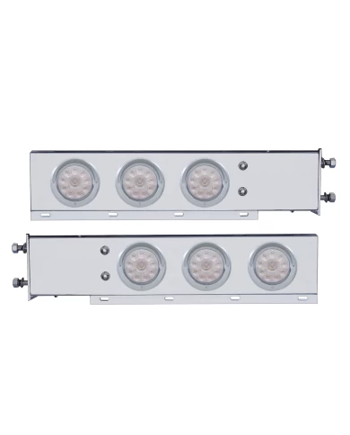 (2/BULK) ECONOMY 430 S.S. SPRING LOADED REAR LIGHT BAR W/ SIX 10 RED LED 4" LIGHT W/ VISOR - CLEAR LENS (3 3/4" B.P.) (2/BULK) ECONOMY 430 S.S. SPRING LOADED REAR LIGHT BAR W/ SIX 10 RED LED 4" LIGHT W/ VISOR - CLEAR LENS (3 3/4" B.P.)