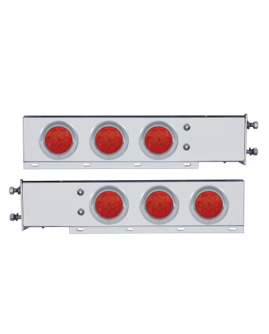 (2/BULK) ECONOMY 430 S.S. SPRING LOADED REAR LIGHT BAR W/ SIX 7 RED LED 4" LIGHT W/ VISOR - RED LENS (3 3/4" B.P.) (2/BULK) ECONOMY 430 S.S. SPRING LOADED REAR LIGHT BAR W/ SIX 7 RED LED 4" LIGHT W/ VISOR - RED LENS (3 3/4" B.P.)