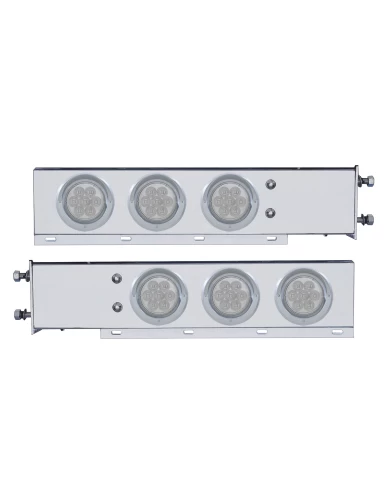 (2/BULK) ECONOMY 430 S.S. SPRING LOADED REAR LIGHT BAR W/ SIX 7 RED LED 4" LIGHT W/ VISOR - CLEAR LENS (3 3/4" B.P.) (2/BULK) ECONOMY 430 S.S. SPRING LOADED REAR LIGHT BAR W/ SIX 7 RED LED 4" LIGHT W/ VISOR - CLEAR LENS (3 3/4" B.P.)