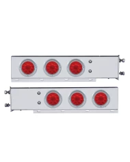 (2/BULK) ECONOMY 430 S.S. SPRING LOADED REAR LIGHT BAR W/ SIX 10 RED LED 4" LIGHT W/ VISOR - RED LENS (2 1/2" B.P.)