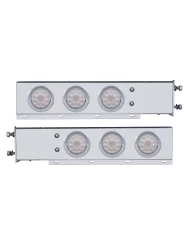 (2/BULK) ECONOMY 430 S.S. SPRING LOADED REAR LIGHT BAR W/ SIX 10 RED LED 4" LIGHT W/ VISOR - CLEAR LENS (2 1/2" B.P.)