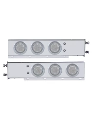 (2/BULK) ECONOMY 430 S.S. SPRING LOADED REAR LIGHT BAR W/ SIX 7 RED LED 4" LIGHT W/ VISOR - CLEAR LENS (2 1/2" B.P.)