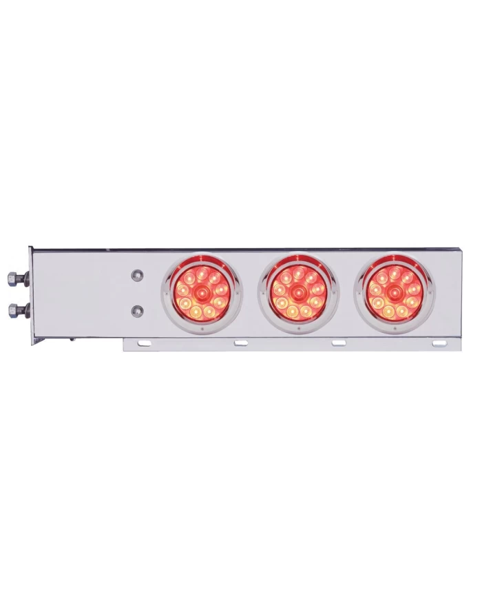 (2/BULK) ECONOMY 430 S.S. SPRING LOADED REAR LIGHT BAR W/ SIX 10 RED LED 4" LIGHT W/ VISOR - RED LENS (2" B.P.)