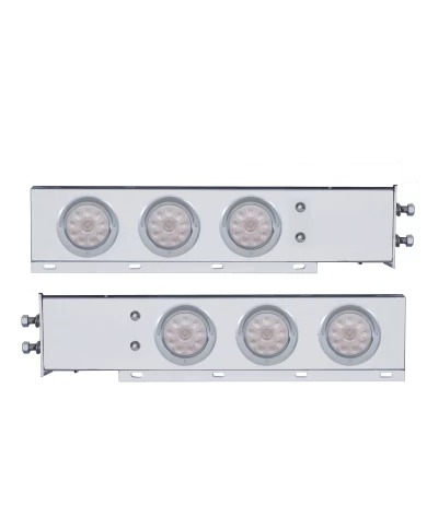 (2/BULK) ECONOMY 430 S.S. SPRING LOADED REAR LIGHT BAR W/ SIX 10 RED LED 4" LIGHT W/ VISOR - CLEAR LENS (2" B.P.) (2/BULK) ECONOMY 430 S.S. SPRING LOADED REAR LIGHT BAR W/ SIX 10 RED LED 4" LIGHT W/ VISOR - CLEAR LENS (2" B.P.)