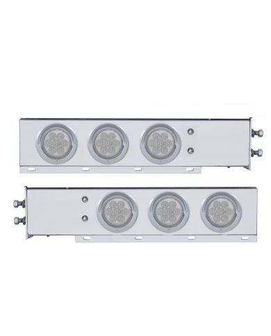(2/BULK) ECONOMY 430 S.S. SPRING LOADED REAR LIGHT BAR W/ SIX 7 RED LED 4" LIGHT W/ VISOR - CLEAR LENS (2" B.P.) (2/BULK) ECONOMY 430 S.S. SPRING LOADED REAR LIGHT BAR W/ SIX 7 RED LED 4" LIGHT W/ VISOR - CLEAR LENS (2" B.P.)