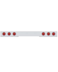 (BULK) STAINLESS STEEL 1 PIECE REAR LIGHT BAR W/ SIX 7 RED LED 4" ECONOMY LIGHT W/ VISOR - RED LENS