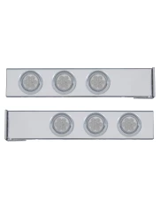 (2/BULK) CR. 2 PCS. REAR LIGHT BAR W/ SIX 7 LED 4" CLEAR LENS ECONOMY LIGHT W/ VISOR - 4 HOLE FLANGE MOUNT