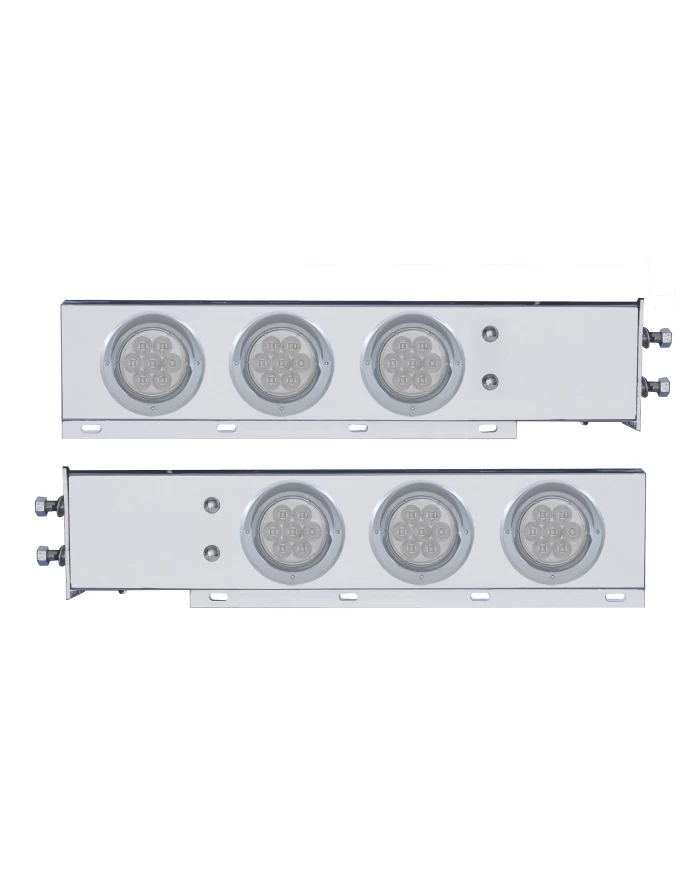 (2/BULK) CR. SPRING LOADED REAR LIGHT BAR W/ SIX 7 RED LED 4" CLEAR LENS LIGHT W/ VISOR - 2 1/2" BOLT PATTERN