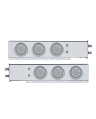 (2/BULK) CR. SPRING LOADED REAR LIGHT BAR W/ SIX 7 RED LED 4" CLEAR LENS LIGHT W/ VISOR - 2 1/2" BOLT PATTERN