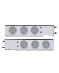 (2/BULK) ECONOMY 430 S.S. SPRING LOADED REAR LIGHT BAR W/ SIX 36 RED LED 4" CLEAR LENS LIGHT W/ VISOR - 3 3/4" BOLT PATTERN