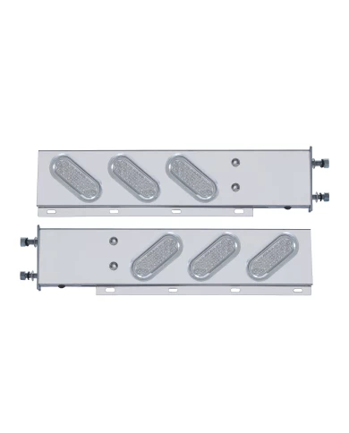 (2/BULK) STAINLESS STEEL REAR LIGHT BAR WITH SIX 19 RED LED OVAL CLEAR LENS LIGHT WITH VISOR - 3 3/4" BOLT PATTERN (2/BULK) STAINLESS STEEL REAR LIGHT BAR WITH SIX 19 RED LED OVAL CLEAR LENS LIGHT WITH VISOR - 3 3/4" BOLT PATTERN