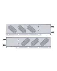 (2/BULK) STAINLESS STEEL REAR LIGHT BAR WITH SIX 19 RED LED OVAL CLEAR LENS LIGHT WITH VISOR - 3 3/4" BOLT PATTERN