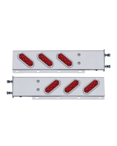 (2/BULK) STAINLESS STEEL REAR LIGHT BAR WITH SIX 10 RED LED OVAL RED LENS LIGHT WITH FLAT BEZEL - 3 3/4" BOLT PATTERN (2/BULK) STAINLESS STEEL REAR LIGHT BAR WITH SIX 10 RED LED OVAL RED LENS LIGHT WITH FLAT BEZEL - 3 3/4" BOLT PATTERN
