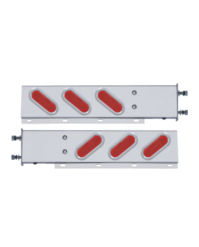 (2/BULK) STAINLESS STEEL REAR LIGHT BAR WITH SIX 12 RED LED OVAL RED LENS LIGHT WITH FLAT BEZEL - 3 3/4" BOLT PATTERN (2/BULK) STAINLESS STEEL REAR LIGHT BAR WITH SIX 12 RED LED OVAL RED LENS LIGHT WITH FLAT BEZEL - 3 3/4" BOLT PATTERN