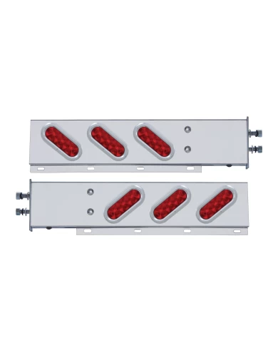 (2/BULK) STAINLESS STEEL REAR LIGHT BAR WITH SIX 10 RED LED OVAL RED LENS LIGHT WITH FLAT BEZEL - 2 1/2" BOLT PATTERN (2/BULK) STAINLESS STEEL REAR LIGHT BAR WITH SIX 10 RED LED OVAL RED LENS LIGHT WITH FLAT BEZEL - 2 1/2" BOLT PATTERN