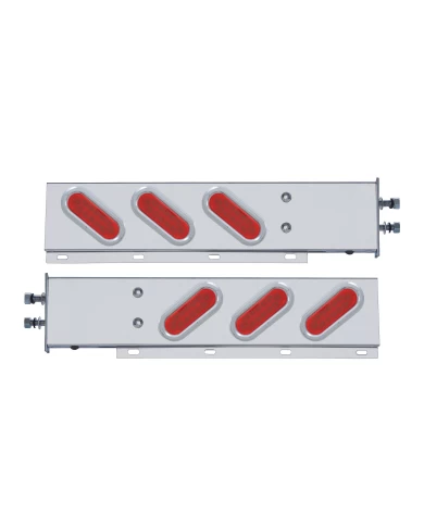 (2/BULK) STAINLESS STEEL REAR LIGHT BAR WITH SIX 12 RED LED OVAL RED LENS LIGHT WITH FLAT BEZEL - 2 1/2" BOLT PATTERN (2/BULK) STAINLESS STEEL REAR LIGHT BAR WITH SIX 12 RED LED OVAL RED LENS LIGHT WITH FLAT BEZEL - 2 1/2" BOLT PATTERN