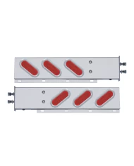 (2/BULK) STAINLESS STEEL REAR LIGHT BAR WITH SIX 12 RED LED OVAL RED LENS LIGHT WITH FLAT BEZEL - 2 1/2" BOLT PATTERN