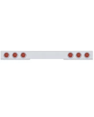 (BULK) STAINLESS STEEL REAR LIGHT BAR W/ SIX 12 RED LED 4" REFLECTOR LIGHT W/ BEZEL - RED LENS