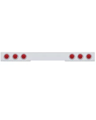 (BULK) STAINLESS STEEL REAR LIGHT BAR W/ SIX 10 RED LED 4" LIGHT W/ BEZEL - RED LENS