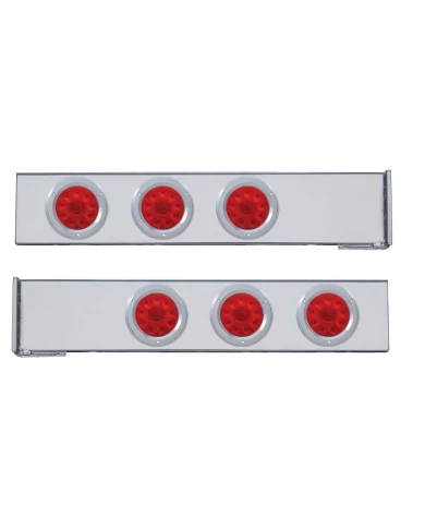 (2/BULK) CHROME 2 PCS. REAR LIGHT BAR W/ SIX 10 LED 4" RED LENS LIGHT W/ BEZEL - 4 HOLE FLANGE MOUNT (2/BULK) CHROME 2 PCS. REAR LIGHT BAR W/ SIX 10 LED 4" RED LENS LIGHT W/ BEZEL - 4 HOLE FLANGE MOUNT