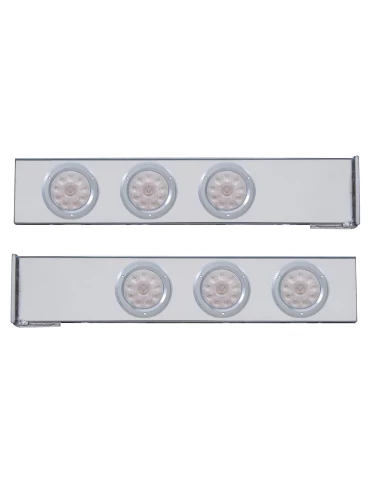 (2/BULK) CHROME 2 PCS. REAR LIGHT BAR W/ SIX 10 LED 4" CLEAR LENS LIGHT W/ BEZEL - 4 HOLE FLANGE MOUNT (2/BULK) CHROME 2 PCS. REAR LIGHT BAR W/ SIX 10 LED 4" CLEAR LENS LIGHT W/ BEZEL - 4 HOLE FLANGE MOUNT