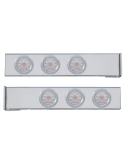 (2/BULK) CHROME 2 PCS. REAR LIGHT BAR W/ SIX 10 LED 4" CLEAR LENS LIGHT W/ BEZEL - 4 HOLE FLANGE MOUNT
