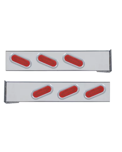 (2/BULK) CR. 2 PCS. REAR LT BAR W/ 6 SLANTED 12 LED OVAL RED LENS REFLECTOR LT W/ BEZEL - 4 HOLE FLANGE MOUNT (2/BULK) CR. 2 PCS. REAR LT BAR W/ 6 SLANTED 12 LED OVAL RED LENS REFLECTOR LT W/ BEZEL - 4 HOLE FLANGE MOUNT