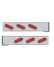 (2/BULK) CR. 2 PCS. REAR LIGHT BAR W/ 6 SLANTED 19 RED LED OVAL RED LENS LIGHT W/ BEZEL - 4 HOLE FLANGE MOUNT (2/BULK) CR. 2 PCS. REAR LIGHT BAR W/ 6 SLANTED 19 RED LED OVAL RED LENS LIGHT W/ BEZEL - 4 HOLE FLANGE MOUNT