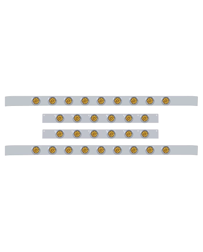 (BULK) S.S. KW 60" SLEEPER LIGHT PANEL WITH THIRTY 9 AMBER LED 2" REFLECTOR LIGHT WITH VISOR - AMBER LENS