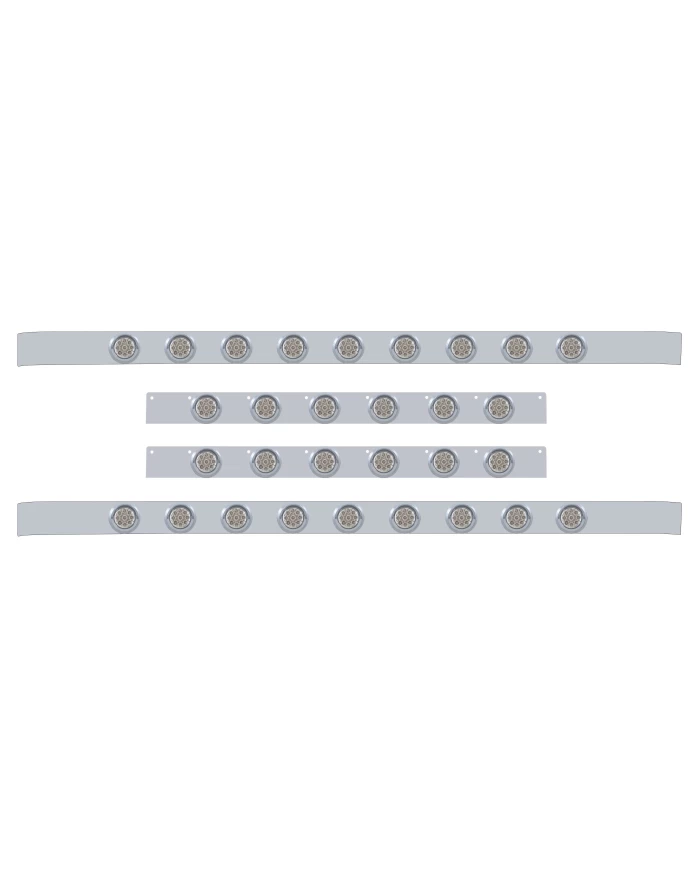 (BULK) S.S. KW 60" SLEEPER LIGHT PANEL WITH THIRTY 9 AMBER LED 2" REFLECTOR LIGHT WITH VISOR - CLEAR LENS